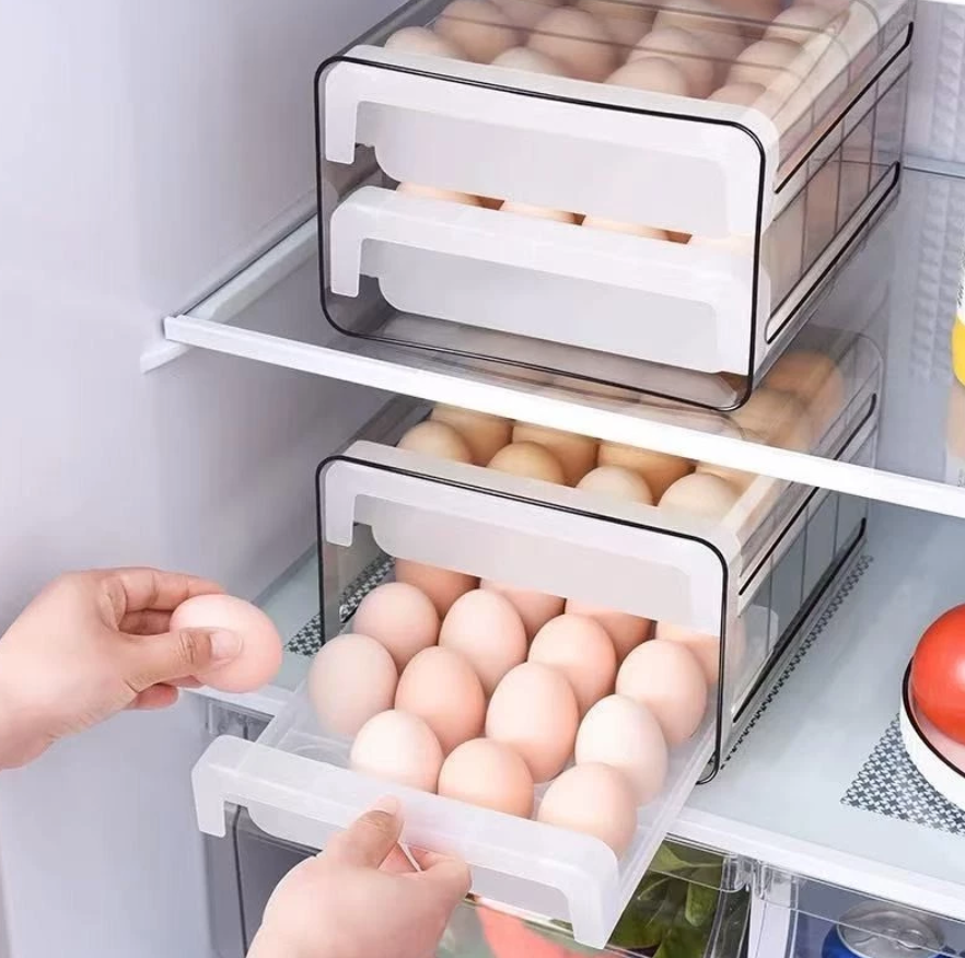 EggStore 32™ – Gaveteiro Duplo Organizador de Ovos para Geladeira