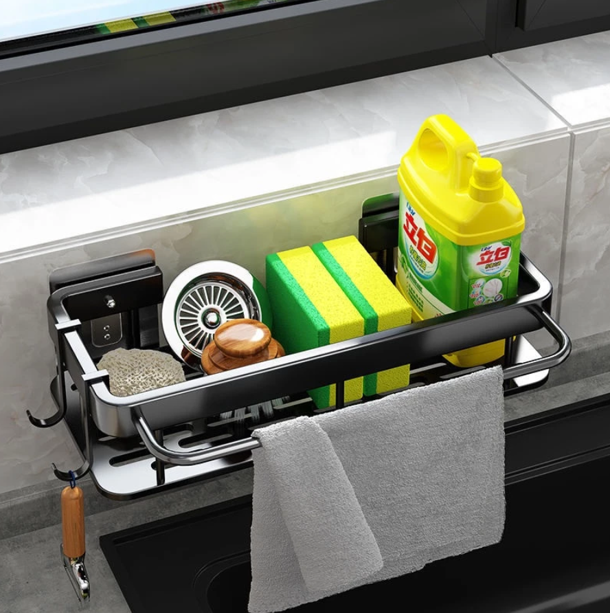 CleanRack™ – Organizador Suspenso de Cozinha sem Furo para Detergente e Condimentos
